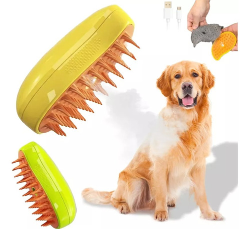 Pet Brush De 3 Em 1 Limpeza Vapor Massagem Pêlos Cães Gato 