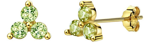 Aretes De Trío De Peridoto Chapados En Oro De 18 Quilates Pe