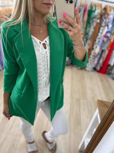 Imagen 6 de 9 de Blazer Saco Largo Lima Naranja Blanco Mujer The Big Shop