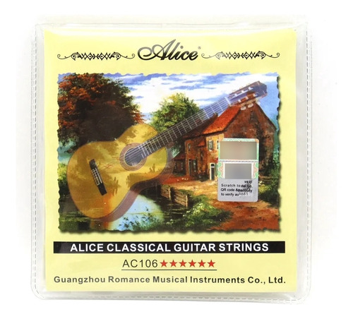 Juego De Cuerdas De Guitarra Clasica Alice Ac106-n