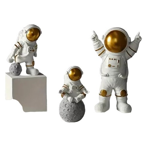 3 Figuras De Astronautas - Decoraciones De Escritorio 