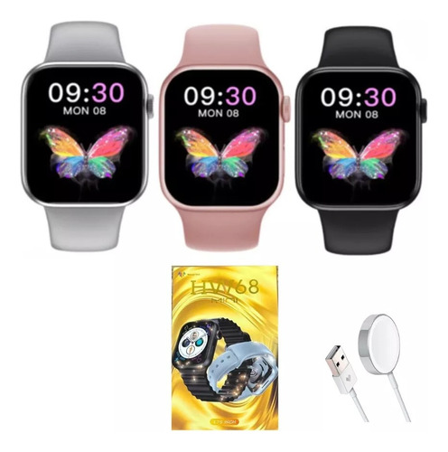 Smartwatch HW68 Mini Series 8, ideal para muñecas finas, caja de 41 mm, color de pulsera plateada, color bisel plateado, diseño de pulsera plateada