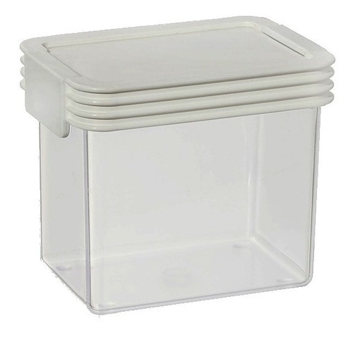 Set 4 Contenedor Hermético Táper Organizador Plástico 600cc