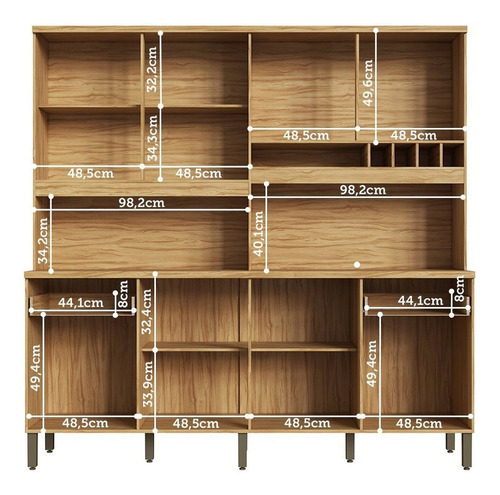 Cozinha Compacta Com 8 Portas 2 Gavetas E Mini Adega
