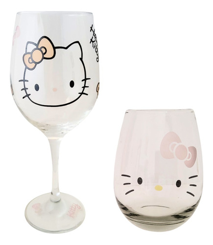 Vaso Y Copa Hello Kitty Vidrio 