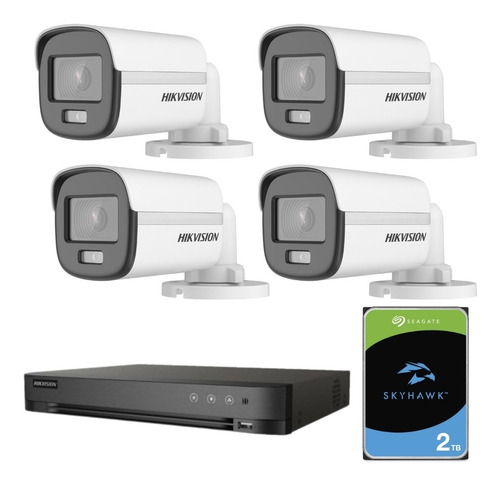 Kit Seguridad Hikvision Dvr 8ch + 4 Camaras 1080p + Disco2tb