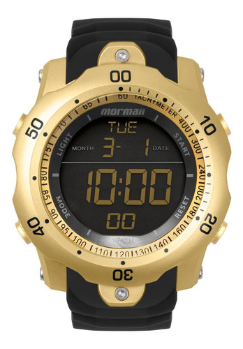 Relógio Digital Masculino Mormaii Urban Preto Envio 24h Cor do bisel Dourado