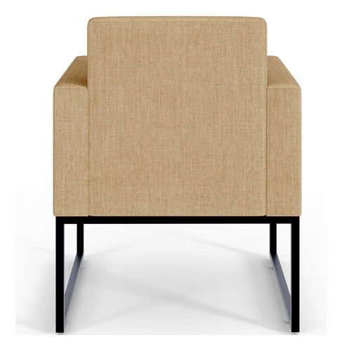 Kit 02 Poltronas Decorativa Sala Recepção Base Fixa De Metal Helô L02 Linho Bege Escuro