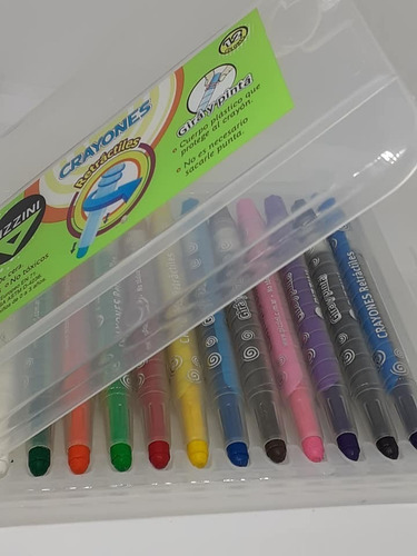 Imagen 2 de 2 de Crayon Pizzini Retractil X 12 Unidades Con Estuche