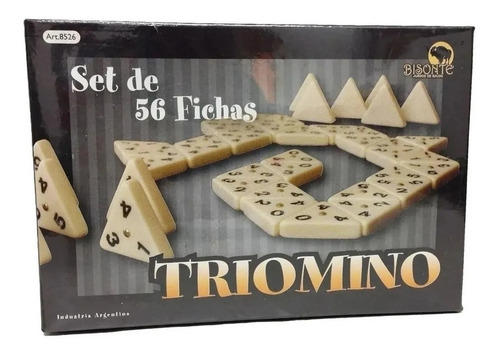 Imagen 3 de 9 de Triomino Juego De Mesa Domino Triangular De Viaje Bisonte