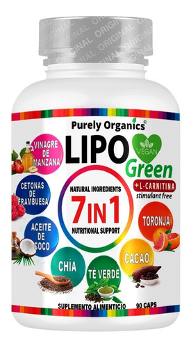 Imagen 1 de 9 de Lipo Green 7 In 1 Organico 100% 90 Capsulas