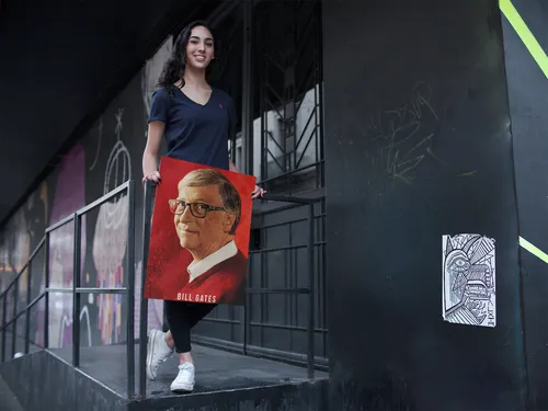 Cuadro Moderno Mural Bill Gates Estilo Íconos Full Hd