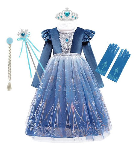 Vestido De Princesa Frozen Elsa Para Niña, Vestido De Reina