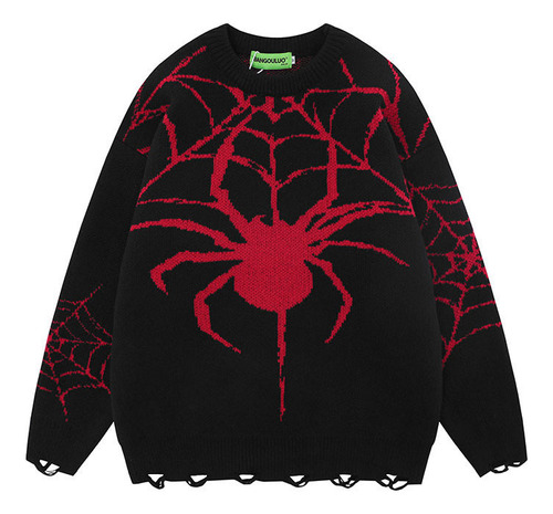 Jersey Jacquard Con Estampado De Araña 4950-negro