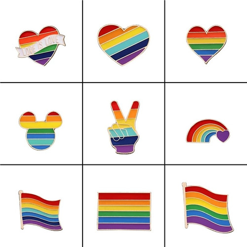 Broche, Pin Arcoíris Lgtbi - Bandera, Corazón, Mano Y Oveja