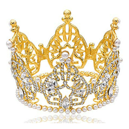 Diademas - Mini Bun Tiara Corona Para El Cabello Perla Sinté