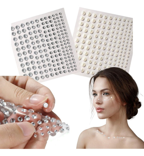 Pegatina De Maquillaje Ojos Con Forma De Perlas Y Diamante