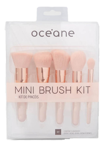 Mini Brush Kit Com 5 Pincéis De Maquiagem Océane