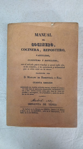 Manual Del Cocinero - D Mariano De Rementeria Y Fica