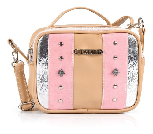 Bandolera Cartera Bolso Citadina Con Tira Regulable Begoña Color Begoña Nude/rosa