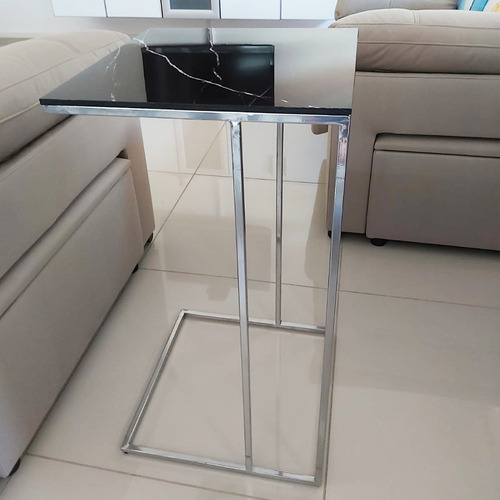 Imagen 7 de 10 de Mesa De Arrim Simil Marmol Con Est. Hierro Minimalista