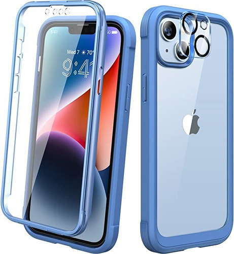 Funda 360 Carga Inalamb Para iPhone 14 Celeste