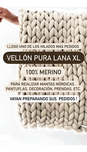 Vellon Pura Lana Merino Xl 1 Kg Ideal Mantas/pie De Cama Natural