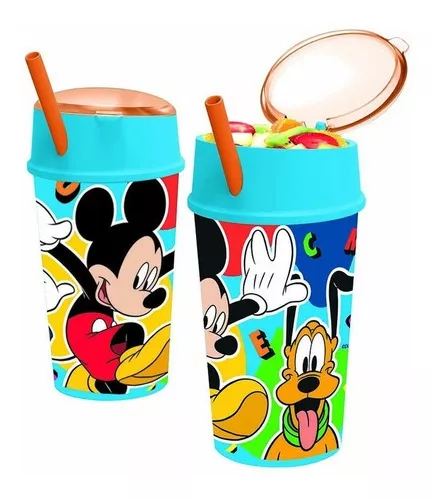 Vaso Infantil Portacereal Para Niños Sorbete Mickey Mouse Color Azul Liso