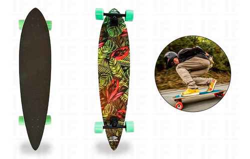 Skate Longboard Abec-7 Folhas Verde Mormaii (