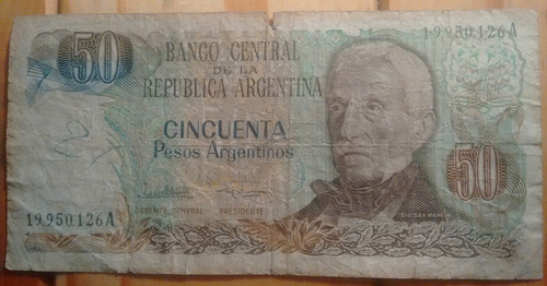 Billete - Cincuenta Peso Argentino Serie A - Banco Central