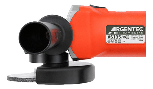 Amoladora angular Argentec AS135VCE color naranja y negro 1300 W 220 V + accesorios