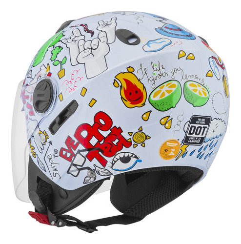 Capacete Aberto Viseira Solar Pro Tork New Atomic Universe Tamanho Do Capacete 56 (s) Cor Branco Brilhante