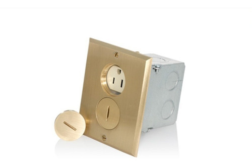 Toma Doble Para Piso Con Tapa Leviton 25249-fba