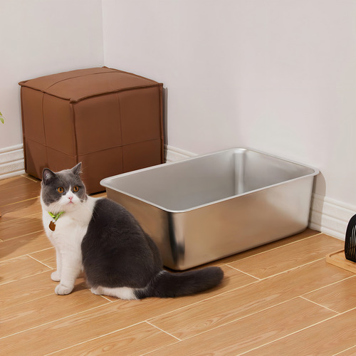Caja Arena Grande Acero Inoxidable, Lados 20 Cm, Antidesliza