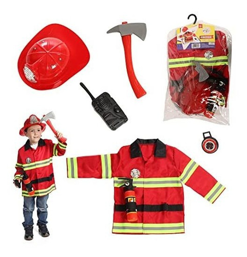 Disfraz De Bombero Para Niños, Juego De Imitación, Edades 3-7.