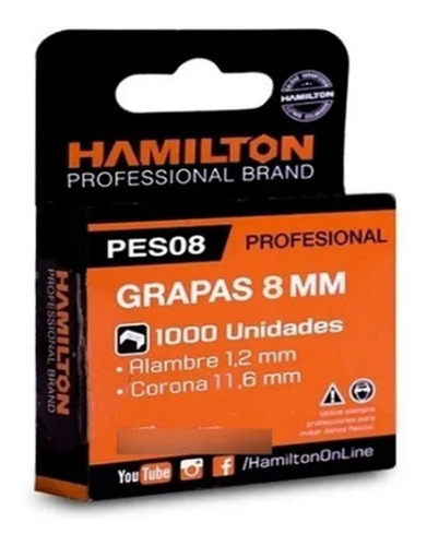 Grapas Engrapadora Pes 8mm X 1000u Hamilton Pes08 Grampas