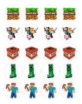Comprar Laminas Comestibles Personalizadas Papel De Arroz Cupcakes Minecraft 3