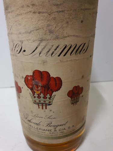 Antigua Botella Llena De Cognac Tres Plumas