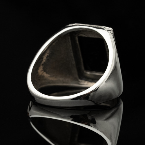 Anillo Rectangular Plata Caballero Elegante Onix Minimalista Onix Negro 7