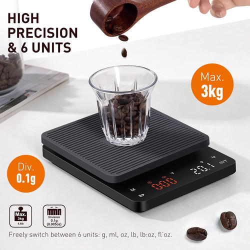 Báscula De Café Bagail Basics Con Temporizador, 0,1g De A...