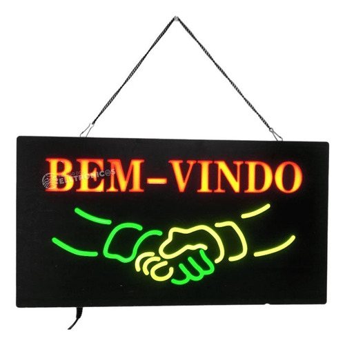 Painel Luminoso Bem Vindo Neon Placa Led Letreiro Brilho