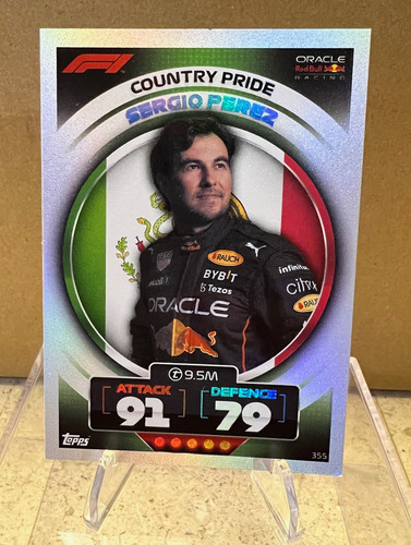 Tarjeta Deportiva Topps Attax Sergio Checo Perez Bandera