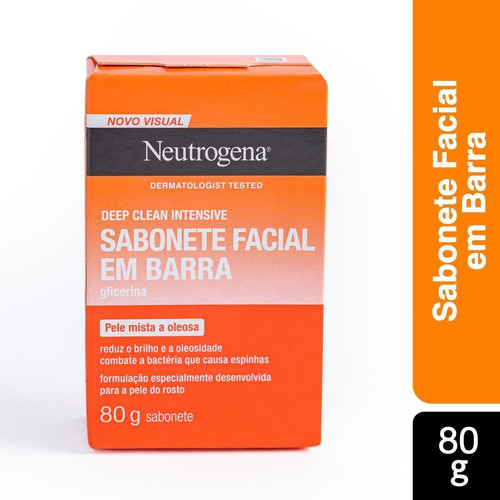 Sabonete Facial Neutrogena Deep Clean Em Barra 80g Mista A Pele Oleosa Dia/noite