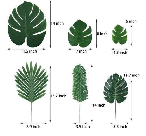Imagen 2 de 9 de 90 Piezas 6 Tipos De Hojas De Palma Artificial Monstera