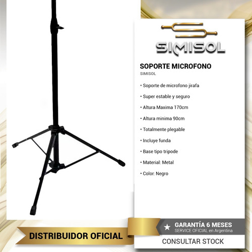 Imagen 2 de 4 de Pie Soporte De Microfono Jirafa Telescopico Mxp + Funda