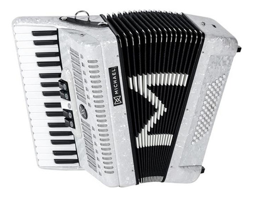 Acordeon Michael 60 Baixos Acm6005 Pwh Branco Perolado