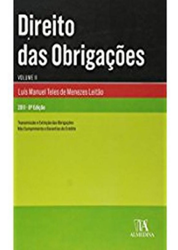 Direito Das Obrigacoes - Vol Ii - 08 Ed, De Leitao, Luis Manuel Teles De Menezes., Edição 8 Em Português