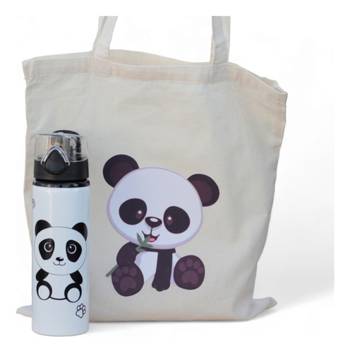 Termo Diseño Oso Panda +bolsa Tote Bag