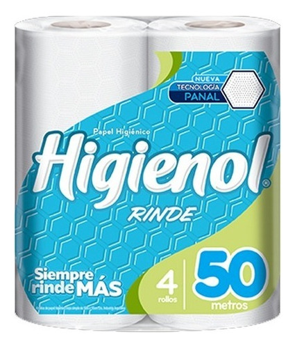 Papel Higiénico Higienol Rinde Simple 50mts X4 (bolsón X12
