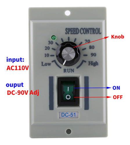 W Controlador Velocidad Motor Cc 24v90v Entrada De Ca 110v